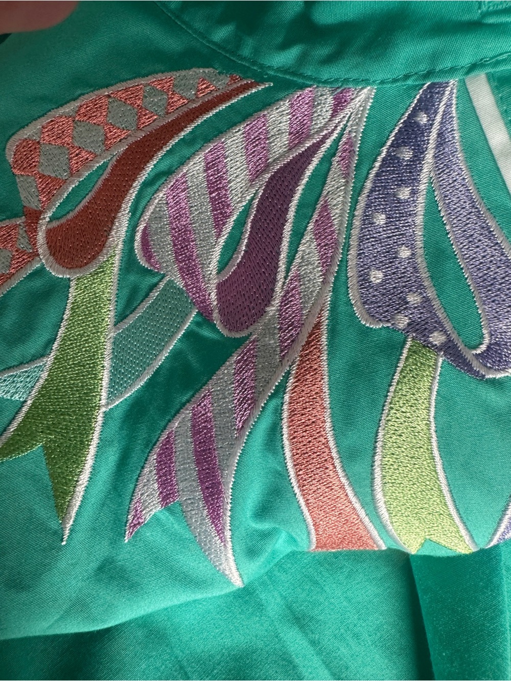 Vintage Bob Mackie Wearable Art Teal Western Ribbon Shirt - XL - Picture 9 of 10